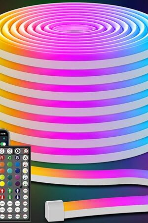 AILBTON 50FT Led Neon Rope Lights Control with App/Remote,Flexible Led Rope Light,Multiple Modes,IP65 Outdoor RGB Lights Waterproof,Music Sync Gaming Led Neon Strip Light for Bedroom Decor (50FT)