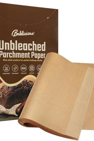 220 Pcs Unbleached Parchment Paper Baking Sheets, Baklicious Pre-cut Heavy Duty Parchment Baking Paper for Air Fryer, Oven, Bakeware, Steaming, Cooking Bread, CupCake, Cookies