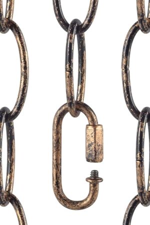 6.5 Feet Aged Bronze Finish Chandelier Chain (3mm), Vintage Pendant Light Fixture Metal Chain with a Fake Rusty Look, Heavy Duty Lighting Hanging Chain Extension with 2 Chain Links for Plants