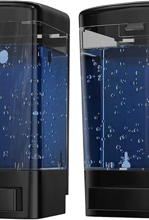 Commercial Soap Dispenser Wall Mount for Bathroom (2-Pack), Wall Mounted Hand Soap/Sanitizer Dispenser for Home or Business (Black), by EnBath
