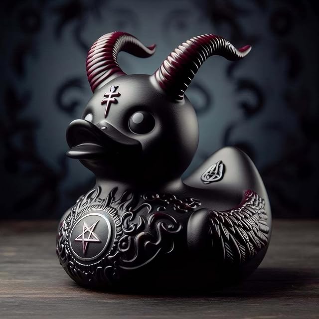edenfuax Punk Duck Goth Resin Duck - Garage Kits,Unique Gothic Gifts & Collectibles,Vinyl Rubber Novelty Ornament Dark Satanic Duck Figurine for Desktop Home Halloween Decor (Satan Duck)