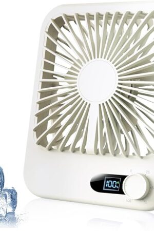 WhiteRhino Rechargeable Desk Fan, USB Portable Air Circulator - 100 Speeds, 39ft, 180 Tilt, Ultra Quiet Digital Display Travel Fan for Bedroom, Home Office