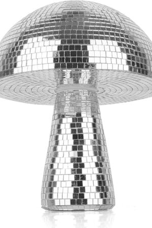 Creative Mushroom Disco Ball for Party, Table Decor Mirror Retro Handmade Disco Ball Mushroom Shape Home Art Decorations,Bar Ornaments(Silver, S(5.9''))