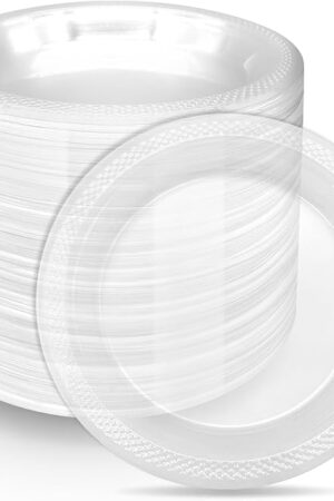 200-Pack 6-Inch Clear Plastic Dessert Plates Disposable - Small Appetizer Desert Plates for Wedding, Party, Cake Serving - BPA-Free Disposable Plates Bulk