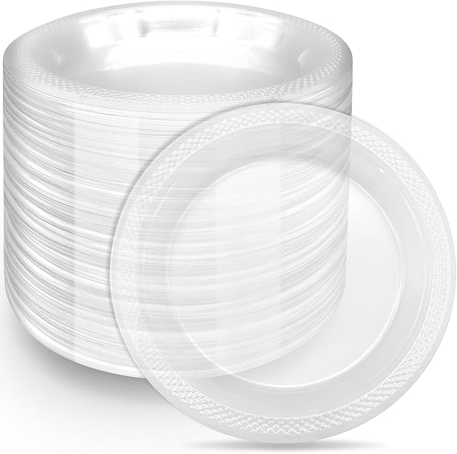 200-Pack 6-Inch Clear Plastic Dessert Plates Disposable - Small Appetizer Desert Plates for Wedding, Party, Cake Serving - BPA-Free Disposable Plates Bulk