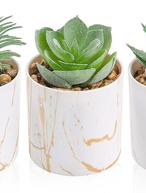 Der Rose 3 Pack Small Fake Plants Succulents Plants Artificial in Pots for Home Office Desk Decor for Women