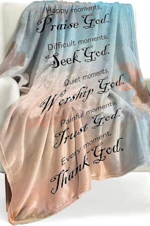 BOOPBEEP Healing Throw Blanket with Inspirational Thoughts and Prayers- Religious Soft Blankets and Throws 40x50 Inch Perfect Caring Gift for Women Men