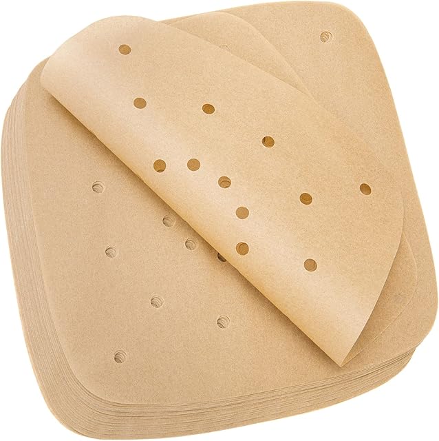 200pcs Air Fryer Parchment Paper Disposable Liner 8.5inch, Premium Perforated for Air Fryer, Streamer, Pans, No Burn, Easy Cleanup (Brown)