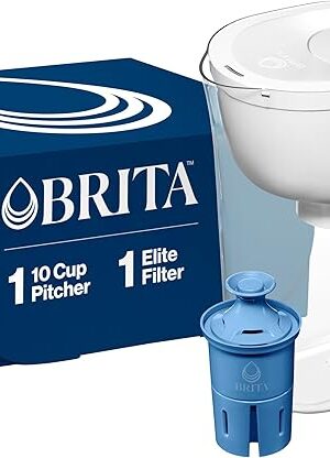 Brita Water Pitcher, Everyday Elite Filter, Removes 99% of Lead, Includes 1 Filter, 10-Cup Capacity, White
