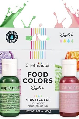 Chefmaster - Pastel Easter Colors Liqua-Gel Food Coloring Kit - Water-Based Food Coloring Gel - 4 Pack - Highly Pigmented, Create Vividly Colored Desserts, Easy-To-Blend Formula - Made in the USA