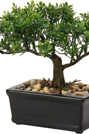 Artificial Bonsai Tree Juniper Faux Plants Indoor Small Fake Plants Decor with Ceramic Pots for Home Table Office Desk Bathroom Shelf Bedroom Living Room Farmhouse Decorations