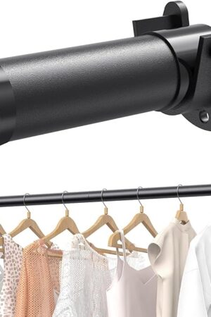 Closet Rods for Hanging Clothes, 17 to 84 Inches Stepless Adjustable Metal Closet Rod, 1.3 Inches Heavy Duty Clothes Hanging Rod for Closet Wardrobes Laundry RV