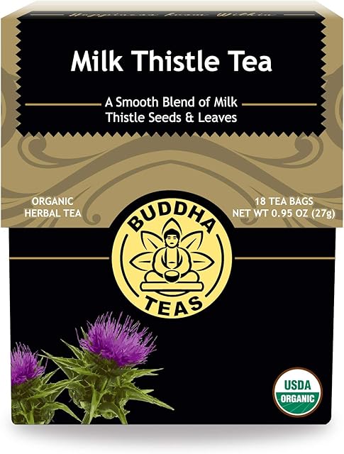 Buddha Teas - Organic Milk Thistle Tea - Herbal Tea - Promote Cleansing & Wellness - With Antioxidants & Minerals - Clean Ingredients - Caffeine Free - OU Kosher - 18 Tea Bags (Pack of 1)