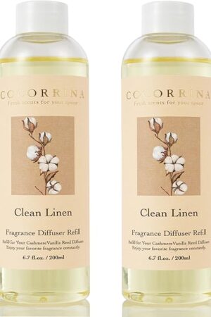Cocorrína Reed Diffuser Refill - Clean Linen 6.7 oz / 2 Packs Reed Diffuser Oil Refill