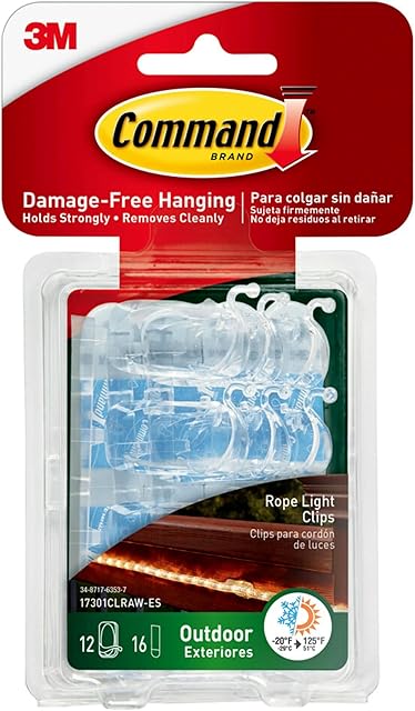 Command Outdoor Rope Light Clips Wall Clips 12 Hooks