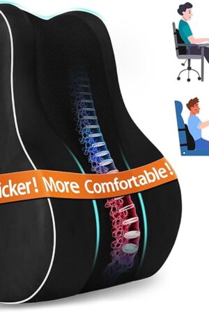 CloudBliss Ergonomic Lumbar Support Pillow – Memory Foam for Lower Back Pain Relief, Adjustable Straps & Mesh Cover for Office, Gaming, Car & Home Essentials (Black)