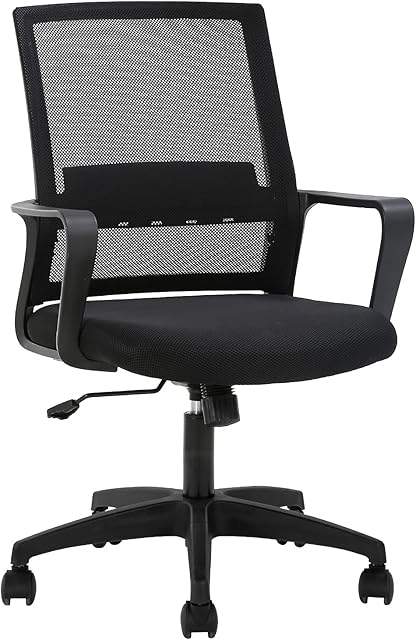 FDW Office Chair Ergonomic Desk Chair Mid-Back Mesh Computer Chair Lumbar Support Comfortable Executive Adjustable Rolling Swivel Task Chair with Armrests,Black