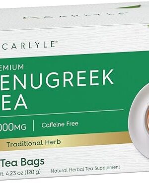 Carlyle Fenugreek Seed Tea | 60 Tea Bags | No Caffeine | Herbal Tea | Vegetarian | Non-GMO | Gluten Free | Herbal Tea Supplement