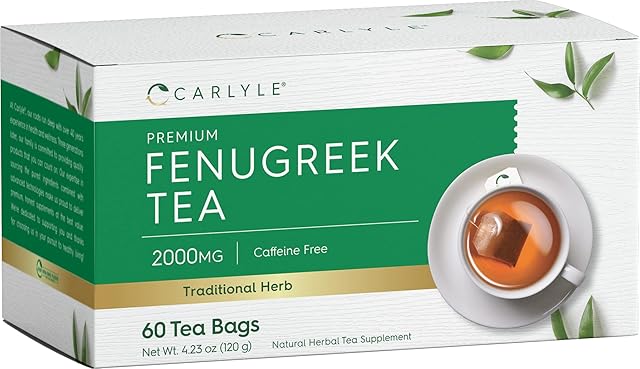 Carlyle Fenugreek Seed Tea | 60 Tea Bags | No Caffeine | Herbal Tea | Vegetarian | Non-GMO | Gluten Free | Herbal Tea Supplement