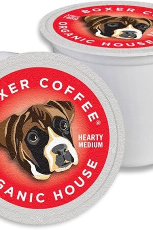 Boxer Coffee 52ct Organic House Blend – Certified Organic Medium Roast Coffee Pods – Specialty Grade, Artisan Single-Serve Cups – Compatible with Keurig K-Cup Brewers