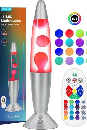 17 Colors Changing Liquid Motion Lamp with Remote: 13.5" LED Night Light for Kids Adults - Relaxing Table lamp for Bedroom Office - Glitter Mood Lighting for Home Decor Christmas Decorations Indoor