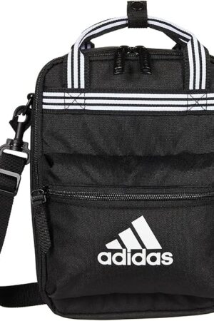 adidas Squad Insulated Lunch Bag for Men and Women, Black/White, One Size