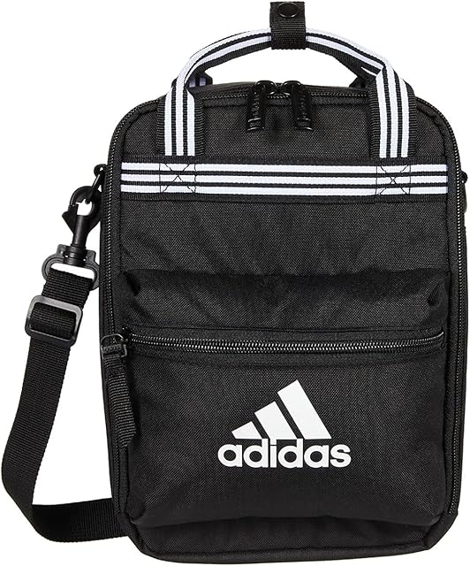adidas Squad Insulated Lunch Bag for Men and Women, Black/White, One Size
