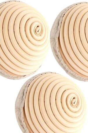 3 pack of 5 inch Sourdough Bread Bakery Basket,Round Bread Banneton Proofing Basket with Linen Liner Cloth, Brotform Dough Rising Rattan Handmade Rattan Bowl for Professional & Home Bakers
