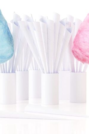 Cotton Candy Express 100-Count Paper Cones for Cotton Candy Making, White