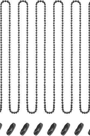 Ceiling Fan Pull Chain Extender, 12Feet 3mm Diameter Beaded Ball Fan Light Extension Pull Chain with 10 Matching Connectors(Black)