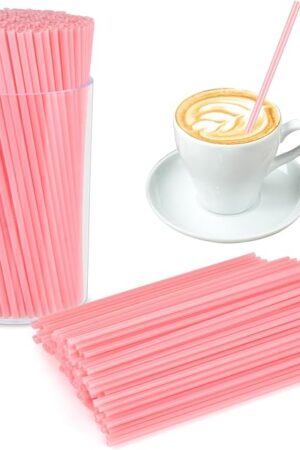500 Pcs Pink Coffee Stir Sticks Set Coffee Stirrers Holder Acrylic Stir Stick Holder Bar Straws Cocktail Straws Drink Stirrers for Coffee Bar Cocktail Milk Tea Restaurant Home Kitchen Party Supplies