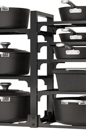 8-Tier Under Cabinet Pots and Pans Organizer Black