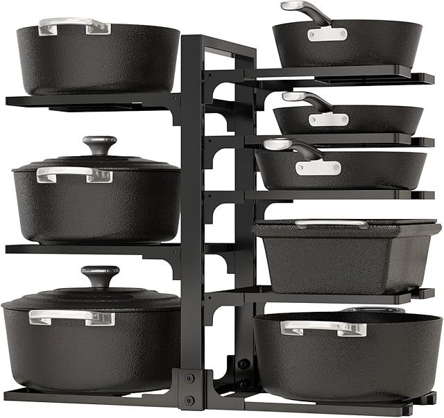 8-Tier Under Cabinet Pots and Pans Organizer Black
