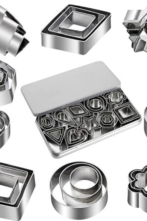 ZMJY Mini Cookie Cutter Set - 30 Stainless Steel Shapes: Star, Flower, Heart, Geometric - For Pastry Dough, Pie Crust & Fondant