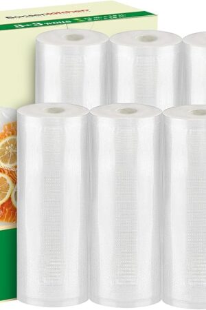 [2025 Upgraded] Bonsenkitchen 3 Rolls 11" x 16' + 3 Rolls 8" x 16' Vacuum Sealer Bags for Food with a Color Box, Easy to Store, Commercial Grade, BPA Free, Great for Food Storage or Sous Vide, VB22