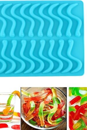 20 Cavity Gummy Worm Molds Silicone Worm Molds With 1 Dropper For Chocolate Gummy Candy