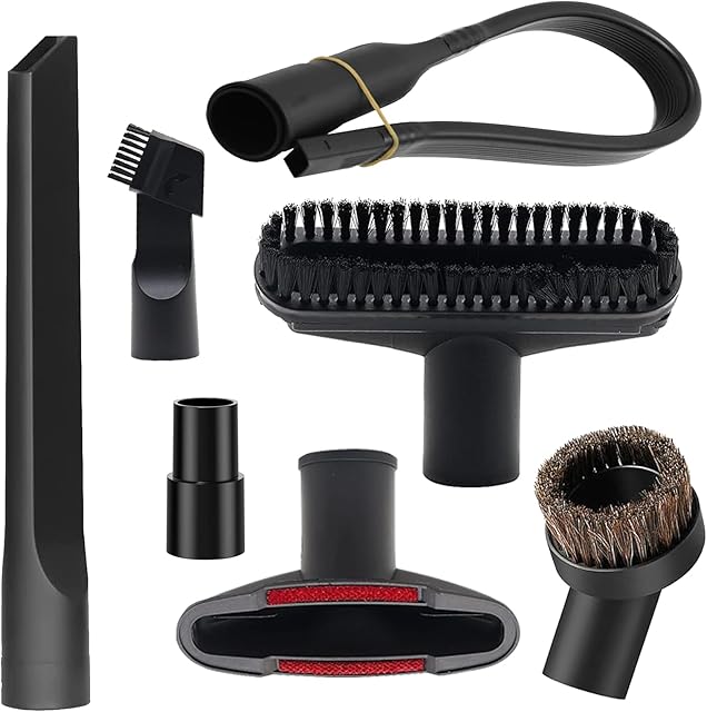 7 Pcs Universal Vacuum Cleaners Accessories 1 1/4 inch & 1 3/8 inch Vacuum Attachments Kit with Wet Dry Plastic Vacuum Hose Adapter Flexible Crevice Tool for Shop Vac Accessories