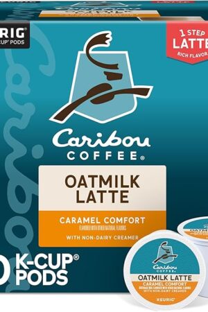 Caribou Coffee Caramel Comfort Oatmilk Latte, One Step Latte Single Serve Keurig K-Cup Pods, 20-Count Box