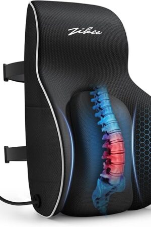 ZIKEE Adjustable Airbag Lumbar Support Pillow Provides Comfortable Support Back Pain Relief and Improves Posture, Ergonomic Memory Foam Back Support Pillow with Dual Straps for Office Chair, Car, Home