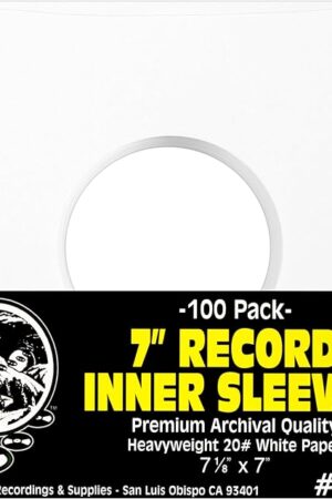 (100) Archival Quality Acid-Free Heavyweight Paper Inner Sleeves for 7" Vinyl Records #07IW