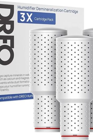 Dreo Demineralization Cartridge 3-Pack for Humidifiers, Compatible with Dreo Humidifiers HM311/311S/524/524S, Prevent Mineral Build-up, Filter Hard Water, Eliminate White Dust
