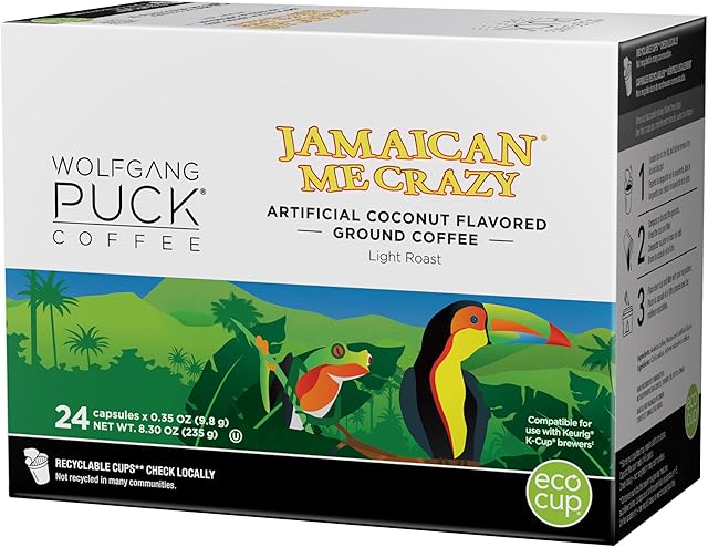 Wolfgang Puck Coffee, Keurig KCups for Keurig Brewers, White, Jamaican Me Crazy, 24 Count (Pack of 1)