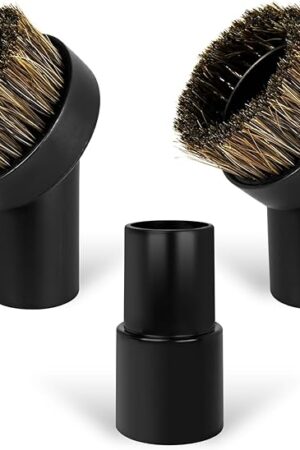 3PCS Horse Hair Brush Vacuum Attachment Set - Black Round Horse Hair Vacuum Attachments & Brushes - Shop Vac Brush Attachment for Most Vacuum Cleaners Accessories - 1 1/4" Vacuum Attachments Included