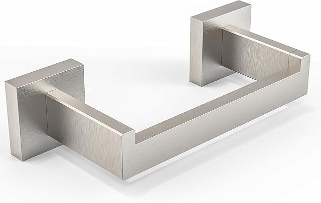 Brushed Nickel Toilet Paper Holder Wall Mount, Square Stainless Steel Rustproof Double Post Pivoting Tissue Roll Holder for Bathroom, Commercial Toilet Paper Dispenser, Sliver
