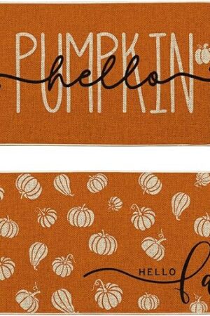 Artoid Mode Orange Hello Pumpkin Kitchen Mats Kitchen Rugs 17x29 Inch 17x47 Inch