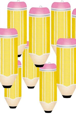 12 Pcs Pencil Hanging Paper Lanterns Colorful Back to School Lanterns for Back to School First Day of School Classroom Decor Supplies