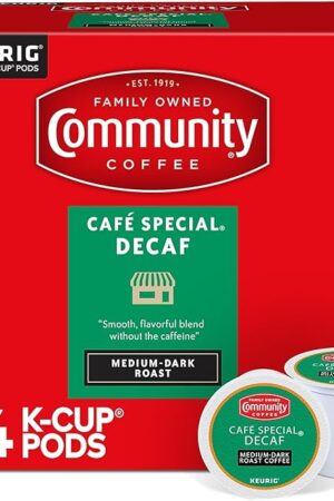 Community Coffee Cafe Special Decaf 24 Count Coffee Pods, Medium Dark Roast, Compatible with Keurig 2.0 K-Cup Brewers, 24 Count (Pack of 1)