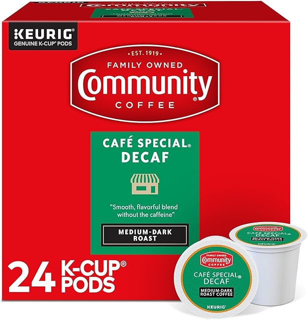 Community Coffee Cafe Special Decaf 24 Count Coffee Pods, Medium Dark Roast, Compatible with Keurig 2.0 K-Cup Brewers, 24 Count (Pack of 1)
