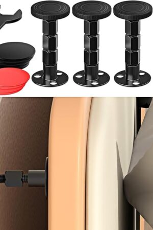 4PCS Adjustable Threaded Bed Frame Anti-Shake Tool, Upgraded Headboard stoppers with Free Furniture Pads, Easy Installation Bedside Anti-Shake Tool for Headboards, Cabinets and Sofas, 1.18-4.13in