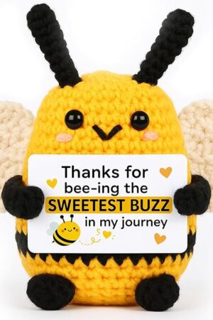 The Positive Crochet Animals Bee Gifts for Women, Emotional Support Thank You Gifts - Cute Office Desk Decor for Coworker Best Friend Mom Dad